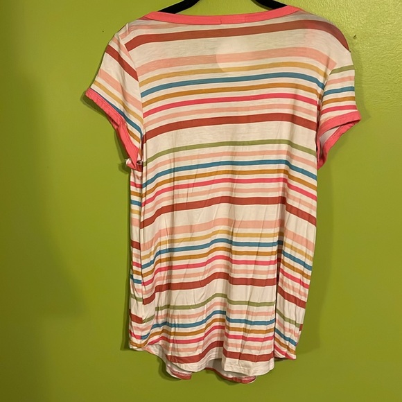 NWT E. Luna Multicolor Stripe Stretch Tee Shirt Size S - Picture 4 of 6